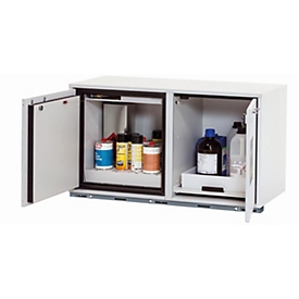 Armario de seguridad combinado tipo 90 asecos K-UB-90, puertas batientes, frontal gris luminoso, An 1102 x P 502 x Al 601 mm