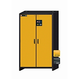 Armario de seguridad tipo 30 asecos Q-CLASSIC-30, puertas batientes, frontal amarillo de seguridad, An 1164 x P 620 x Al 1947 mm
