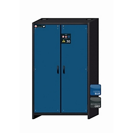 Armario de seguridad tipo 30 asecos Q-CLASSIC-30, puertas batientes, frontal azul genciana, An 1164 x P 620 x Al 1947 mm