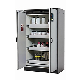 Armario de seguridad tipo 30 asecos Q-CLASSIC-30, puertas batientes, frontal gris luminoso, An 1164 x P 620 x Al 1947 mm