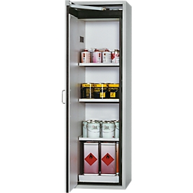 Armario de seguridad tipo 90 asecos S-CLASSIC-90, puerta abatible con sistema de bloqueo de puerta, An 596 x Pr 616 x Al 1968 mm, gris claro RAL 7035