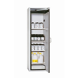 Armario de seguridad tipo 90 asecos S-CLASSIC-90, puerta batiente con sistema de fijación, bisagra a la derecha, frontal gris luminoso, An 596 x P 616 x Al 1968 mm