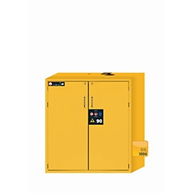 Armario de seguridad tipo 90 asecos S-CLASSIC-90, puertas batientes con sistema de fijación, frontal amarillo de seguridad, An 1196 x P 616 x Al 1298 mm