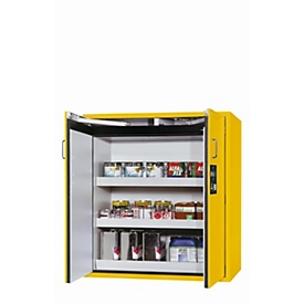 Armario de seguridad tipo 90 asecos S-CLASSIC-90, puertas batientes, frontal amarillo de seguridad, An 1196 x P 616 x Al 1298 mm
