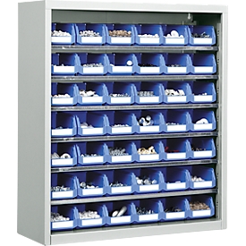 Armario estantería TOP FIX, 780 mm de alto, 6 estantes, 42 cajas, sin puertas, gris luminoso
