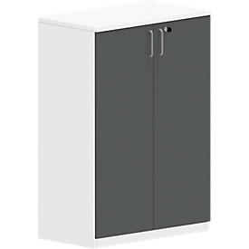 Armario NEVADA, ancho 800 x fondo 445 x alto 1155 mm, blanco/gris oscuro