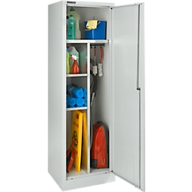 Armario para artículos de limpieza Schfer Shop Pure, con cerradura, H 1935 mm, acero, gris claro RAL 7035