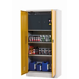 Armario para productos químicos asecos CF-CLASSIC, puertas con bisagras, frontal amarillo de seguridad, ancho 950 x fondo 500 x alto 1950 mm