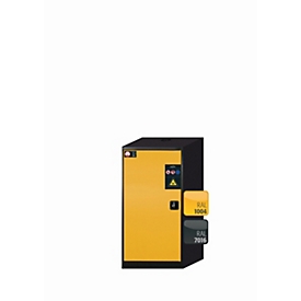 Armario para productos químicos asecos CS-CLASSIC, puerta batiente, bisagra a la izquierda, frontal amarillo de seguridad, An 545 x P 520 x Al 1105 mm