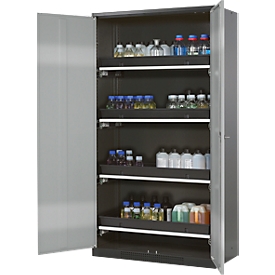 Armario para productos químicos Asecos CS-CLASSIC, puerta con bisagras, 4 bandejas extraíbles, 1055x520x1950 mm, plata