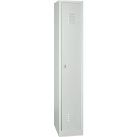 Armario para ropa, 1 estante, ancho 415 x fondo 500 x alto 1800 mm, cierre giratorio, gris claro