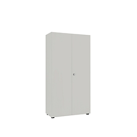 Armoire, 5 OH, 4 étagères, séparation centrale et tringle à vêtements, verrouillable, sans façade acoustique, L 800 x P 450 x H 1930 mm, panneau de particules, argenté