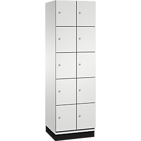 Armoire à casiers Cambio C+P, 2 compartiments, 10 casiers, avec socle, L 600 x P 525 x H 1980 mm, gris clair