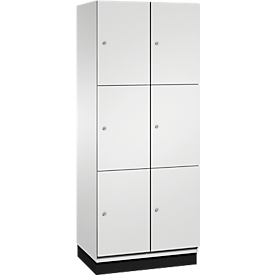 Armoire à casiers Cambio C+P, 2 compartiments, 6 casiers, avec socle, L 800 x P 525 x H 1980 mm, gris clair