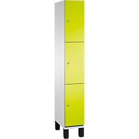 Armoire à casiers Cambio de C+P, 1 compartiment, 3 casiers, sur pieds, L 300 x P 525 x H 1980 mm, gris clair/vert clown