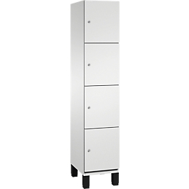 Armoire à casiers Cambio de C+P, 1 compartiment, 4 casiers, sur pieds, L 400 x P 525 x H 1980 mm, gris clair