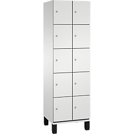 Armoire à casiers Cambio de C+P, 2 compartiments, 10 casiers, sur pieds, L 600 x P 525 x H 1980 mm, gris clair