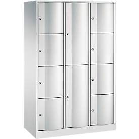 Armoire à casiers combinés Resisto de C+P, 3 compartiments, 10 casiers, L 1148 x P 540 x H 1950 mm, gris clair