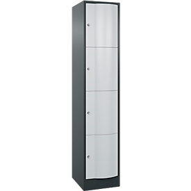 Armoire à casiers Resisto de C+P, 1 compartiment, 4 casiers, L 396 x P 540 x H 1950 mm, gris anthracite/gris clair