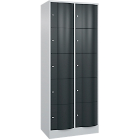 Armoire à casiers Resisto de C+P, 2 compartiments, 10 casiers, L 772 x P 540 x H 1950 mm, gris clair/gris anthracite