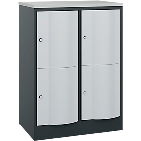 Armoire à casiers Resisto de C+P, 2 compartiments, 4 casiers, L 772 x P 540 x H 1077 mm, gris anthracite/gris clair
