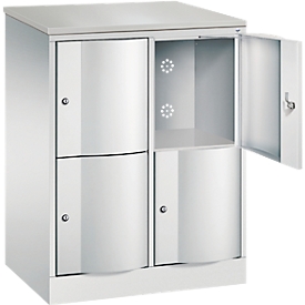 Armoire à casiers Resisto de C+P, 2 compartiments, 4 casiers, L 772 x P 540 x H 1077 mm, gris clair