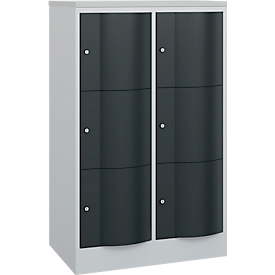 Armoire à casiers Resisto de C+P, 2 compartiments, 6 casiers, L 772 x P 540 x H 1255 mm, blanc trafic