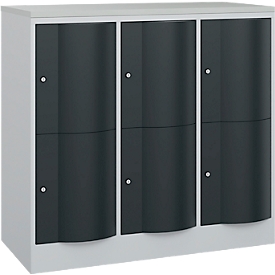 Armoire à casiers Resisto de C+P, 3 compartiments, 6 casiers, L 1148 x P 540 x H 1077 mm, gris clair/gris anthracite