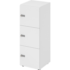 Armoire à casiers verrouillables Topas Line, 3 hauteurs de classeurs, 3 compartiments, serrure à combinaison, L 400 x P 420 x H 1100 mm, blanc/blanc