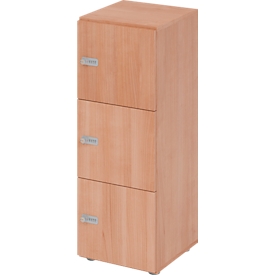 Armoire à casiers verrouillables Topas Line, 3 hauteurs de classeurs, 3 compartiments, serrure à combinaison, L 400 x P 420 x H 1100 mm, noyer/noyer