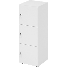 Armoire à casiers verrouillables Topas Line, 3 hauteurs de classeurs, 3 compartiments, serrure à cylindre, L 400 x P 420 x H 1100 mm, blanc/blanc