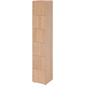 Armoire à casiers verrouillables Topas Line, 6 hauteurs de classeurs, 6 compartiments, serrure à cylindre, L 400 x P 420 x H 2156 mm, noyer/noyer