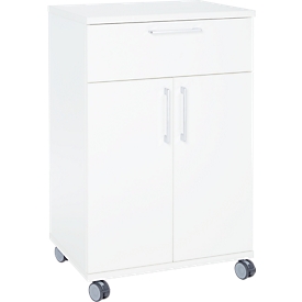 Armoire à catering mobile avec portes battantes, l. 650 x P 500 x H 1000 mm, blanc