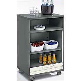 Armoire à catering mobile avec volet roulant, l. 650 x P 500 x H 1000 mm, graphite/blanc