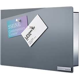 Armoire à clés VELIO, avec tableau magnétique en verre, inox/verre, gris, l. 300 x P 50 x H 200 mm