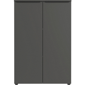 Armoire à dossiers Porto, 2 portes et 2 tablettes, 3 HC, L 810 x P 400 x H 1200 mm, graphite