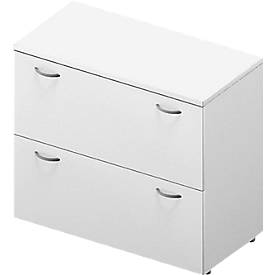 Armoire à dossiers suspendus ARLON OFFICE, 2 hauteurs de classeur, l. 900 x P 450 x H 816 mm, blanc/blanc