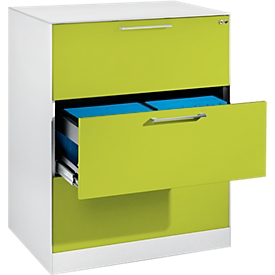 Armoire à dossiers suspendus ASISTO C 3000, 3 tiroirs, 2 rangées, l. 800 mm, blanc/jaune-vert