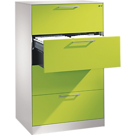 Armoire à dossiers suspendus ASISTO C 3000, 4 tiroirs, 2 rangées, l. 800 mm, blanc/jaune-vert