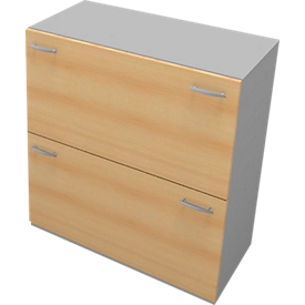 Armoire à dossiers suspendus PHENOR, 2 tiroirs, H 860 x l. 860 x P 430 mm, coloris hêtre