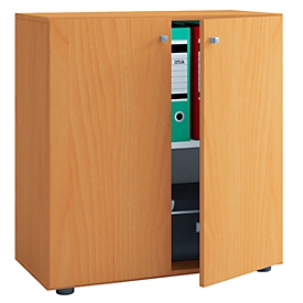 Armoire à double porte, en bois, 2 OH, poignées, étagère réglable en hauteur, L 700 x P 400 x H 740 mm, hêtre