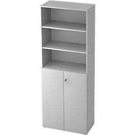 Armoire à étagères TOPAS LINE, 3 HC Étagère/3 HC Portes, gris clair/gris clair