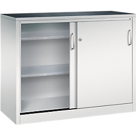 Armoire à outils à portes coulissantes Acurado de C + P, L 1200 x P 500 x H 1000 mm, charge admissible par tablette : 110 kg, acier, gris clair