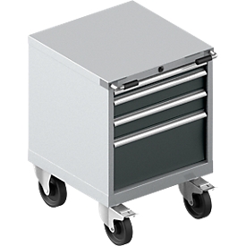 Armoire à outils mobile WSK 27-27, 4 tiroirs, jusqu'à 75 kg, H 770 mm, fermeture individuelle, acier, aluminium blanc/gris anthracite