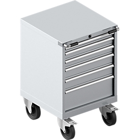 Armoire à outils mobile WSK 27-27, 6 tiroirs, jusqu'à 75 kg, H 870 mm, fermeture individuelle, acier, aluminium blanc/aluminium blanc