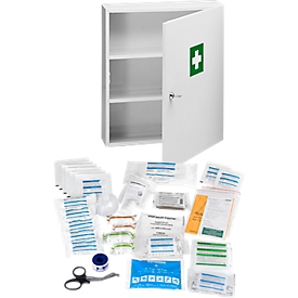 Armoire à pharmacie polyvalente, avec contenu conforme à la norme 13157