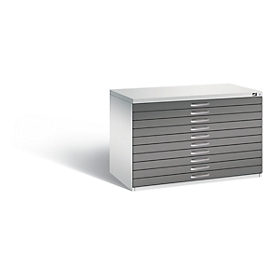 Armoire à plans en acier, pour tous les formats jusqu'à A1, 10 tiroirs,