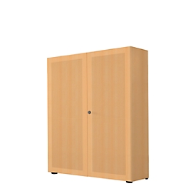 Armoire à portes battantes, 2 portes, surface acoustique, 1000 x 1930 mm, 5 HC, coloris hêtre
