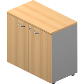 Armoire à portes battantes à poser ARLON-OFFICE, l. 800 x P 450 x H 730 mm, coloris hêtre