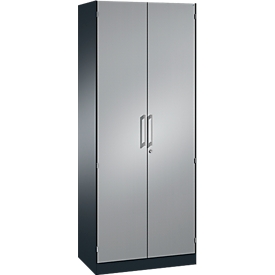 Armoire à portes battantes ASISTO C 3000, 5 hauteurs de classeur, l. 800 mm, anthracite/argent alu